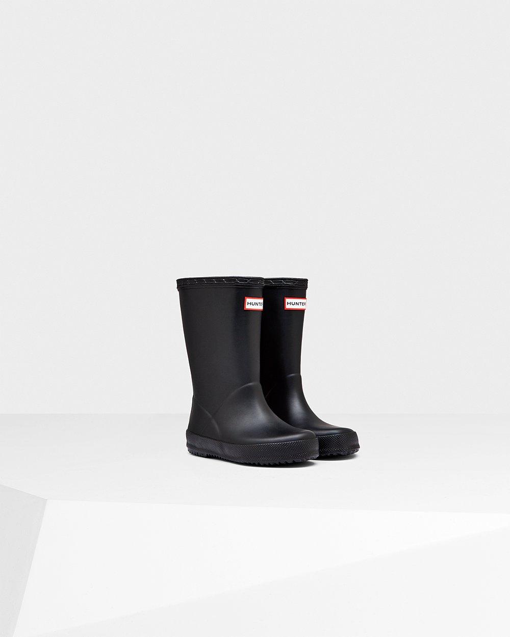 Hunter Original First Classic Rain Boots - Discount Kids Black - QVMXFW720